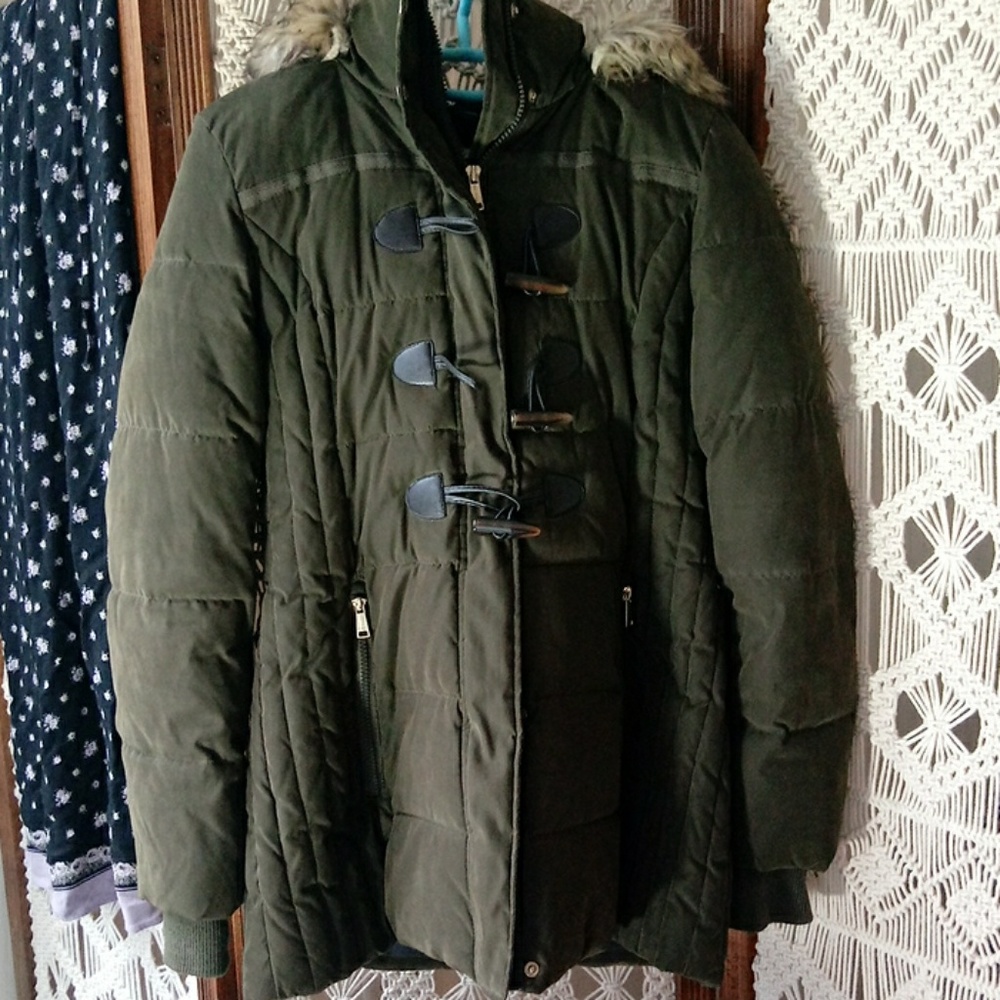 Nautica puffer toggle coat with lined hood Sz M